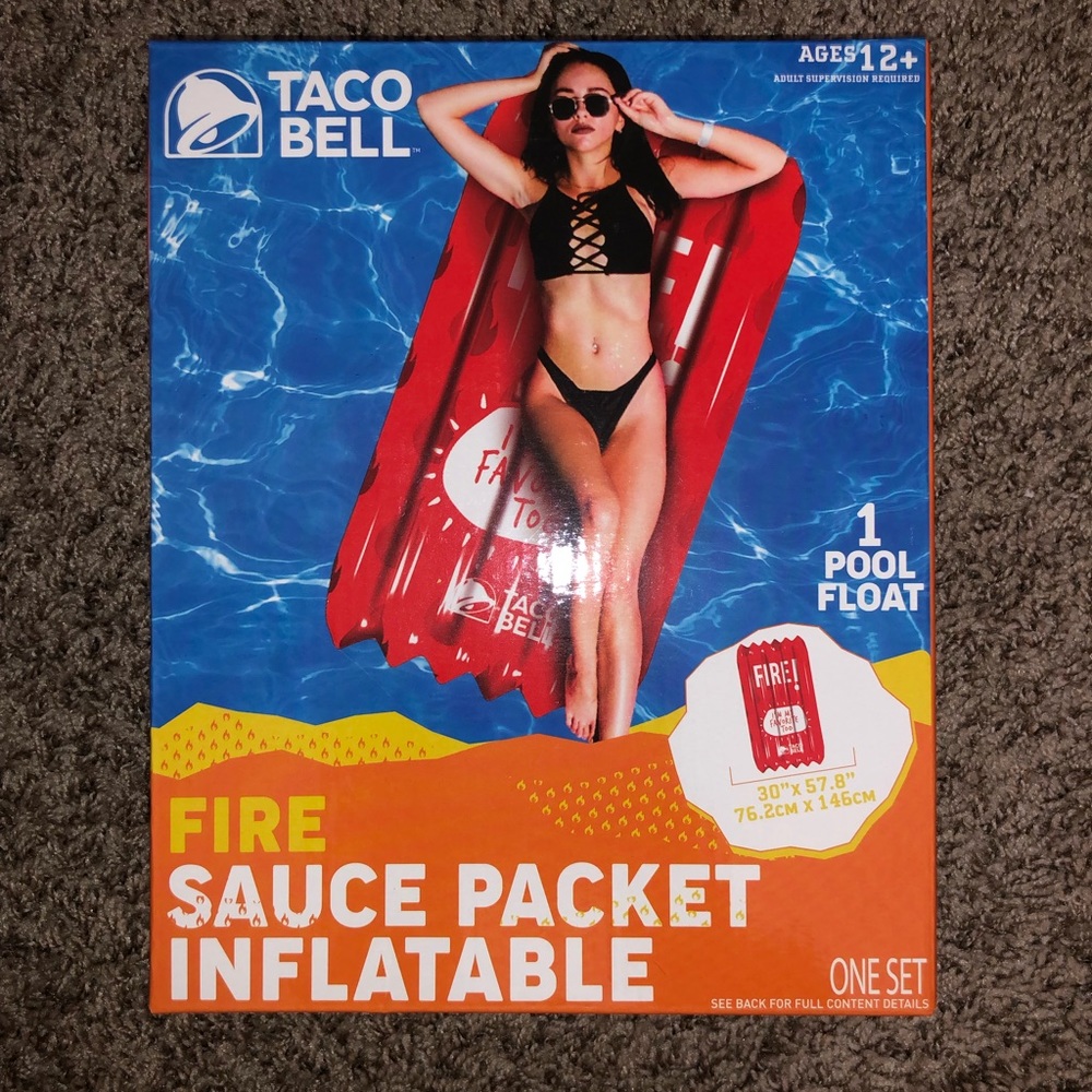 2 Taco Bell hot sauce pool floats